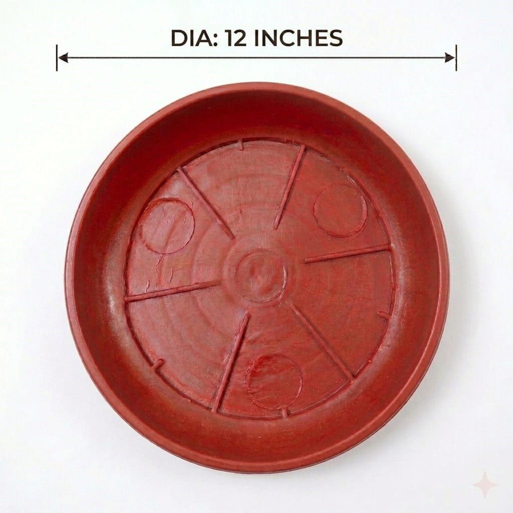 Premium Heavy Duty Plastic Pot Saucer - Gamla Tray / Plate / Kanali for Pots- Red Color