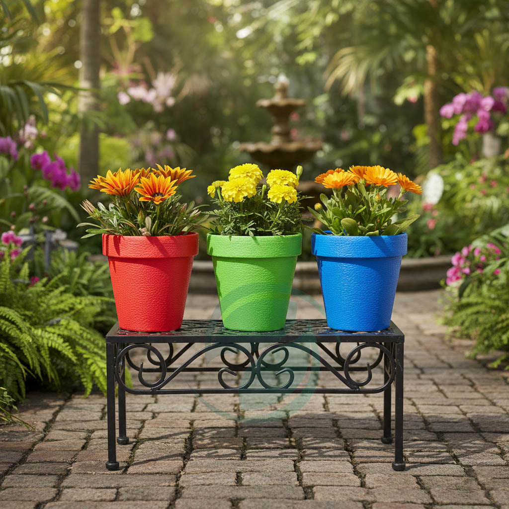 colorful plastic plant pots High Quality Flexible Colorful Plastic Pots – Pack of 3