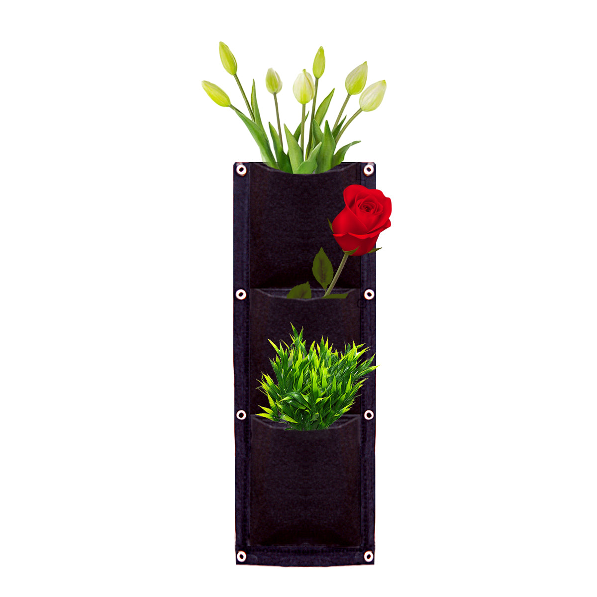 3 Pockets Vertical Hanging Fabric Planter