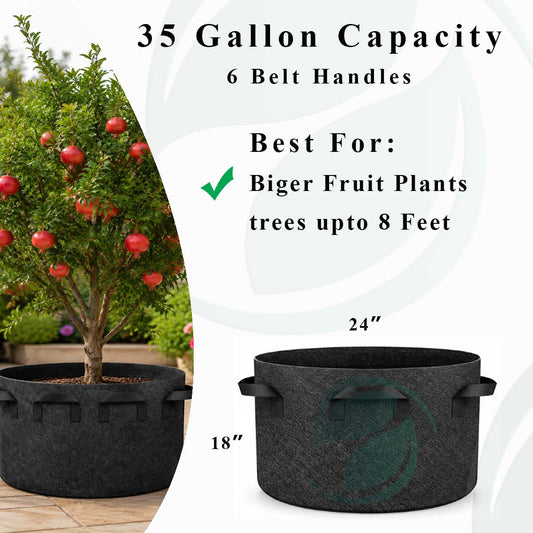 35 Gallon Heavy-Duty Grow Bag | 24x18 Inch Large Plant Pot for Trees & Shrubs | Durable Fabric Pot Pakistan