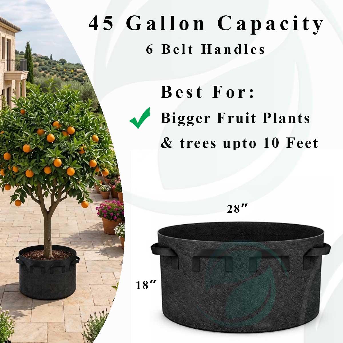 45 Gallon Heavy-Duty Grow Bag | 28x18 Inch Large Tree Pot | Durable Fabric Planter Pakistan