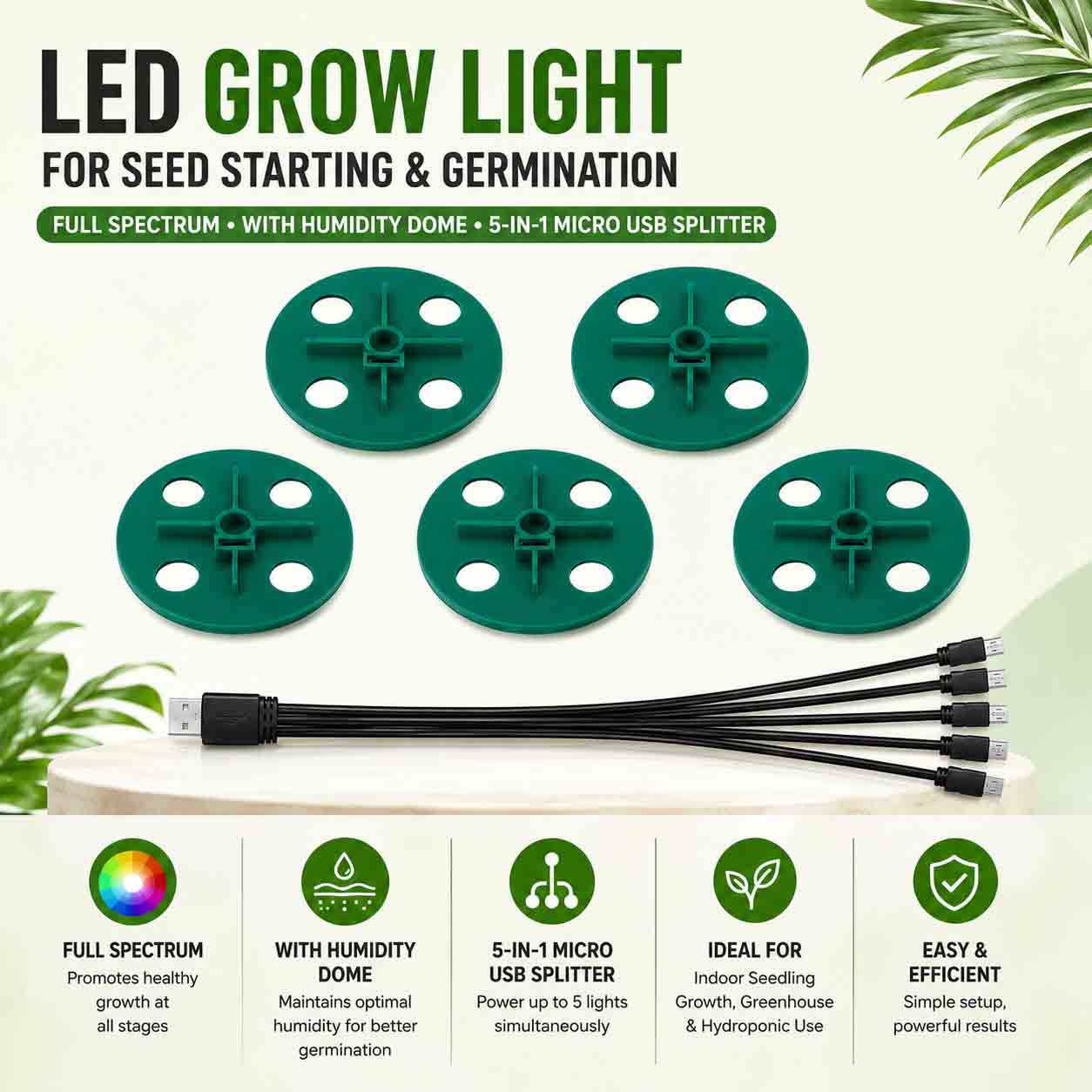 Full Spectrum LED Grow Light Set of 5 in Lahore | Seed Starting, Germination & Plant Growth
