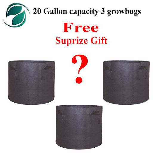 Deal of 3 Grow Bags 20 Gallon Capacity (20"x16")