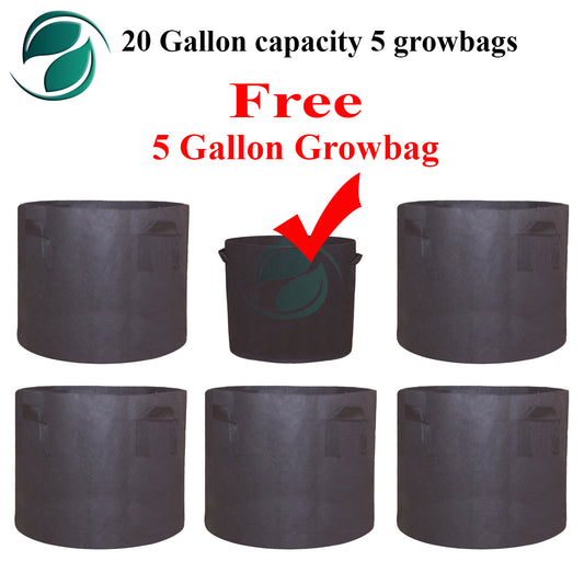 5 Grow Bags Deal of 20 Gallon Capacity