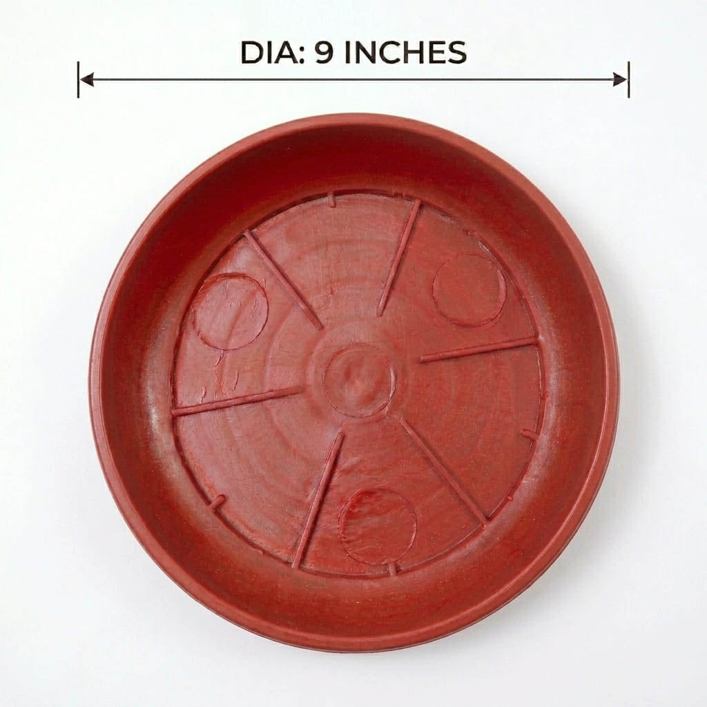 Premium Heavy Duty Plastic Pot Saucer - Gamla Tray / Plate / Kanali for Pots- Red Color