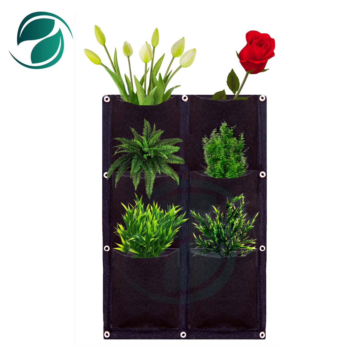 6 Pockets Vertical Hanging Fabric Planter
