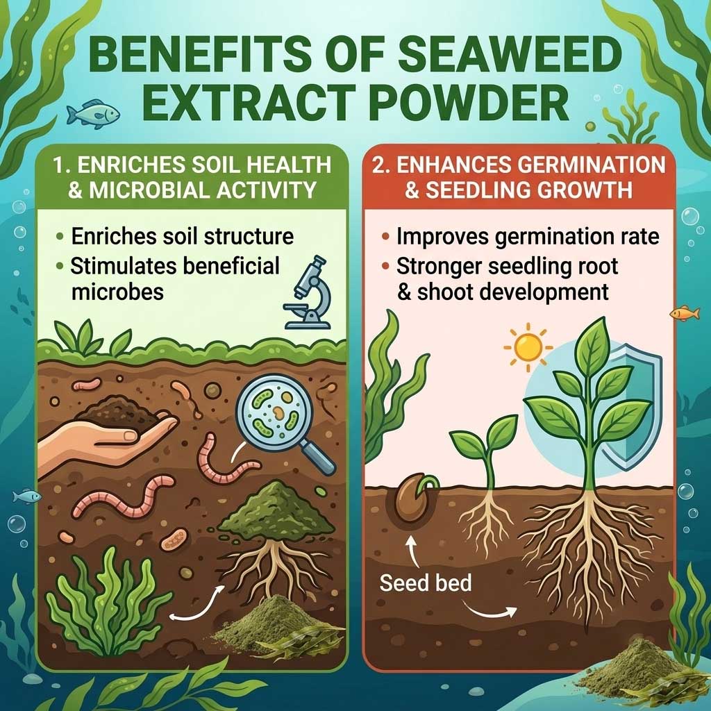 100% Organic Seaweed Extract Powder Fertilizer | Sea Power Bio-Stimulant for Plants | Natural NPK Growth Booster Pakistan