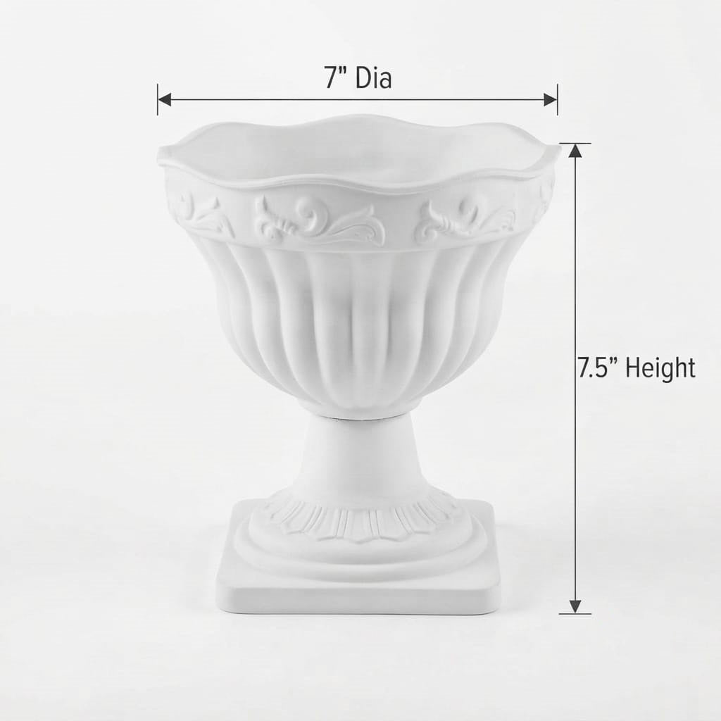 Fancy Trophy Shape 7-Inch White Plastic Pot | Best for Indoor & Outdoor Plants, Cactus, Succulents & Snake Plants | Green Galaxy Pakistan